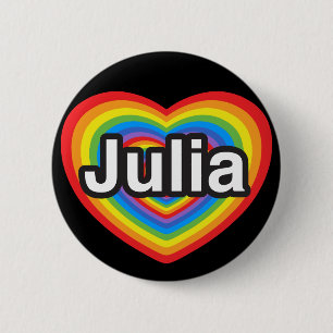 Chapa Redonda De 5 Cm Amo a Julia. Te amo Julia. Corazón