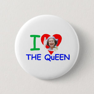 Chapa Redonda De 5 Cm Amo a la reina - reina Elizabeth II