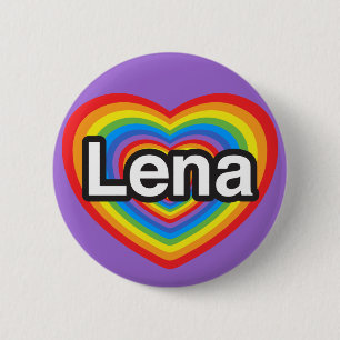 Chapa Redonda De 5 Cm Amo a Lena. Te amo, Lena. Corazón