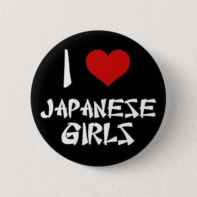 Chapa Redonda De 5 Cm Amo a los Chicas japoneses (Anverso)