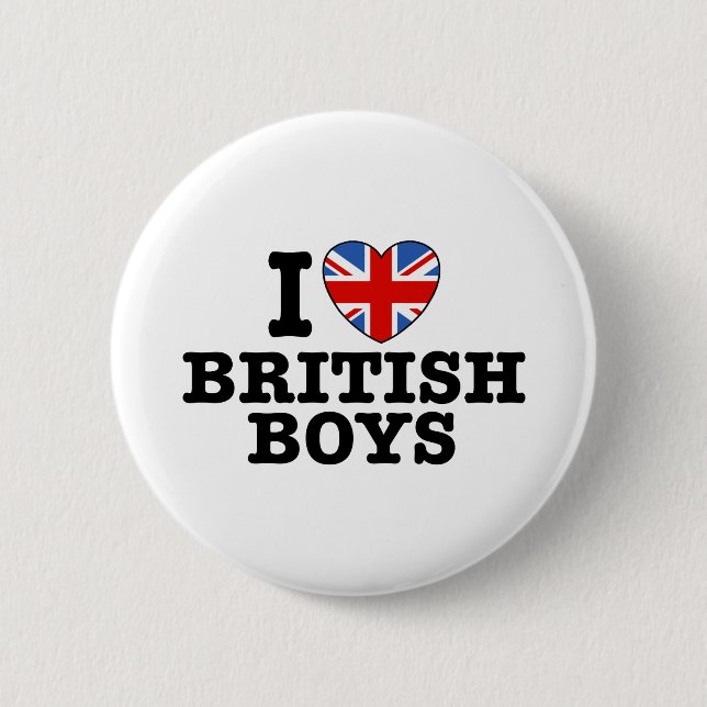 Chapa Redonda De 5 Cm Amo a los chicos británicos (Anverso)