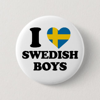 Chapa Redonda De 5 Cm Amo a los chicos suecos Suecia Bandera Corazón
