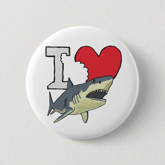 Chapa Redonda De 5 Cm Amo a los tiburones (Anverso)