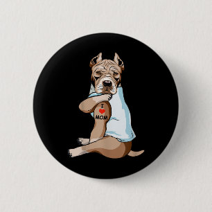 Chapa Redonda De 5 Cm Amo a mamá Tattoo American Pit Bull Mamá Perro Lov