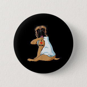 Chapa Redonda De 5 Cm Amo a Mamá Tattoo Bullmastiff Mamá Perro Perro Muj