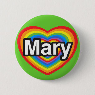 Chapa Redonda De 5 Cm Amo a Mary. Te amo Mary. Corazón