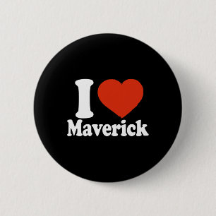 Chapa Redonda De 5 Cm Amo a Maverick, me encanta Maverick, corazón rojo