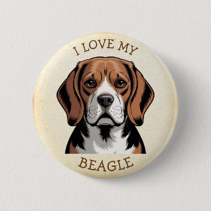 Chapa Redonda De 5 Cm Amo a mi Beagle 