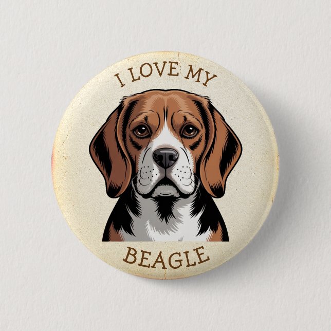 Chapa Redonda De 5 Cm Amo a mi Beagle  (Anverso)