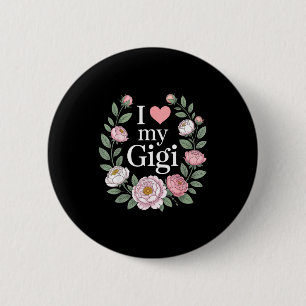 Chapa Redonda De 5 Cm Amo a mi gigi floral corazón abuela