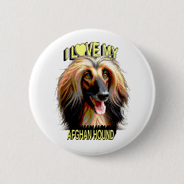 Chapa Redonda De 5 Cm Amo a mi Lebrel Afgano – Diseño para Amantes de Pe