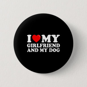 Chapa Redonda De 5 Cm Amo a mi novia y a mi perro Me encanta mi novia