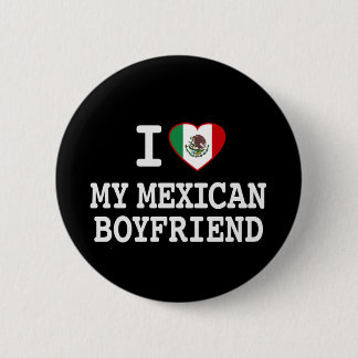 Chapa Redonda De 5 Cm Amo a mi novio mexicano con la bandera del corazón