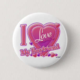 Chapa Redonda De 5 Cm Amo a mi novio rosa/morado - corazones
