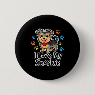 Chapa Redonda De 5 Cm Amo a mi perro Snorkie mezcla de Schnauzer y Yorki