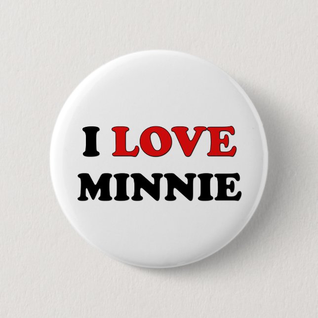 Chapa Redonda De 5 Cm Amo a Minnie (Anverso)