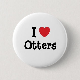 Chapa Redonda De 5 Cm Amo a Otters personalizado corazón personalizado