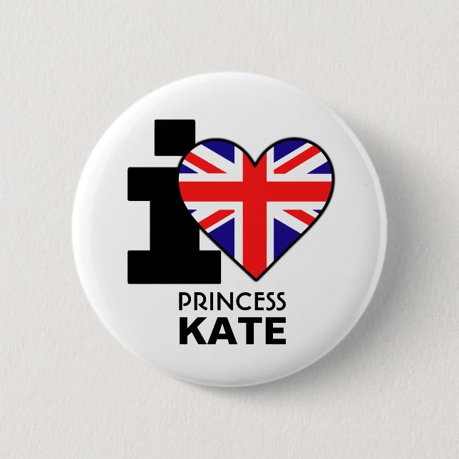 Chapa Redonda De 5 Cm Amo a princesa Kate Button (Anverso)