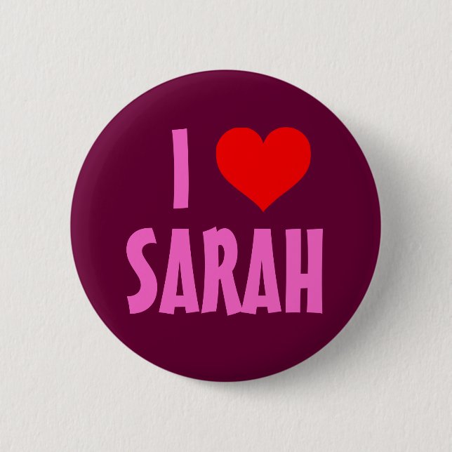 Chapa Redonda De 5 Cm Amo a Sarah (Anverso)