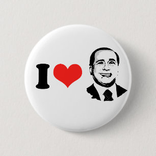 Chapa Redonda De 5 Cm Amo a Silvio Berlusconi