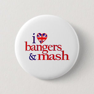 Chapa Redonda De 5 Cm Amo Bangers y el puré