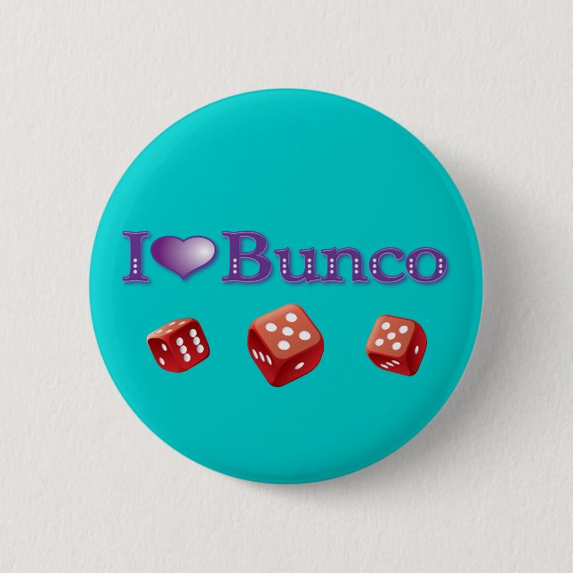 Chapa Redonda De 5 Cm Amo Bunco con los dados rojos (Anverso)