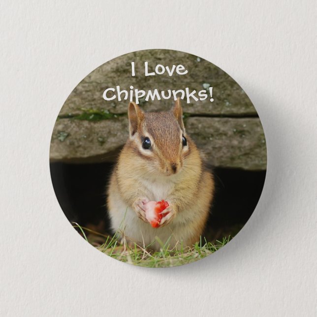 Chapa Redonda De 5 Cm ¡Amo chipmunks! (Anverso)