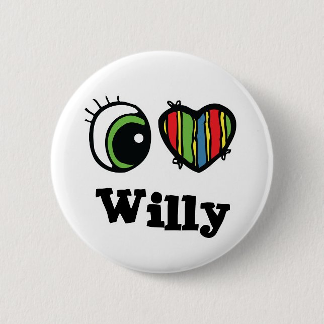 Chapa Redonda De 5 Cm Amo (Corazón) a Willy (Anverso)