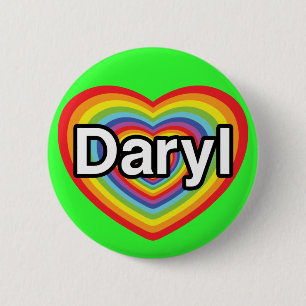 Chapa Redonda De 5 Cm Amo Daryl: corazón del arco iris