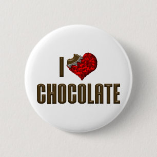 Chapa Redonda De 5 Cm Amo el chocolate de corazón - Barra de chocolate A