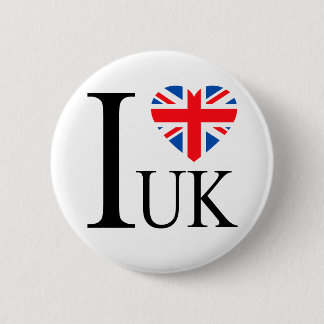 Chapa Redonda De 5 Cm Amo el corazón de la bandera británica