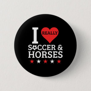 Chapa Redonda De 5 Cm Amo El Fútbol Y Los Caballos Divertido Caballo Ama