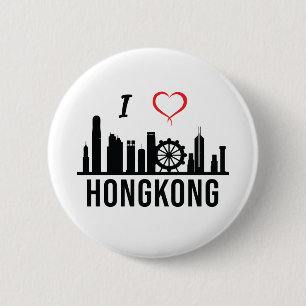Chapa Redonda De 5 Cm Amo el horizonte de Hong Kong en Hong Kong Sudeste