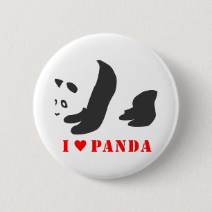 Chapa Redonda De 5 Cm Amo el Panda (negro)