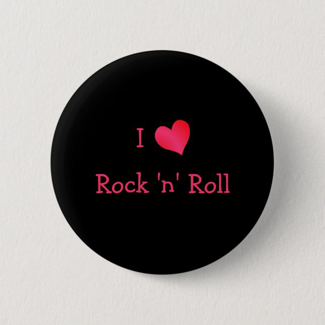 Chapa Redonda De 5 Cm Amo el rock 'n' Roll (Anverso)
