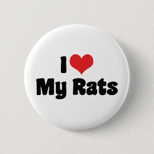 Chapa Redonda De 5 Cm Amo Heart My Rats - Amante de ratas mascota