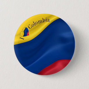 Chapa Redonda De 5 Cm Amo la bandera de Colombia