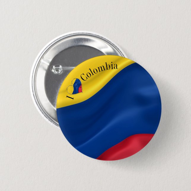 Chapa Redonda De 5 Cm Amo la bandera de Colombia (Anverso y reverso)