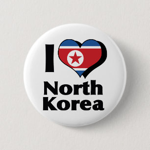 Chapa Redonda De 5 Cm Amo la bandera de Corea del Norte
