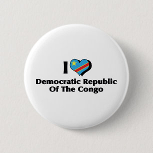 Chapa Redonda De 5 Cm Amo la bandera de la República Democrática del Con