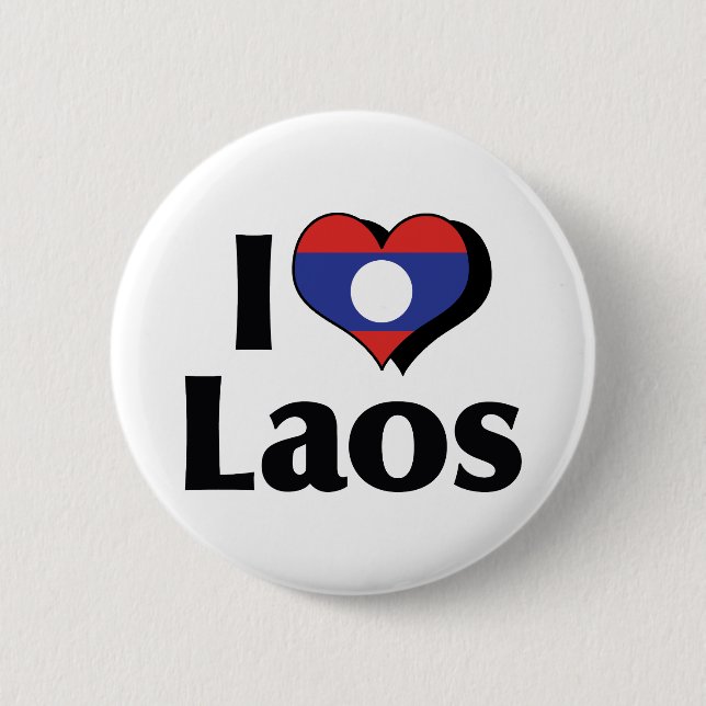 Chapa Redonda De 5 Cm Amo la bandera de Laos (Anverso)