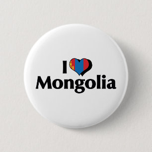 Chapa Redonda De 5 Cm Amo la bandera de Mongolia