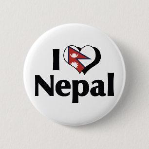 Chapa Redonda De 5 Cm Amo la bandera de Nepal