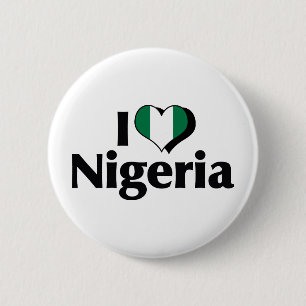 Chapa Redonda De 5 Cm Amo la bandera de Nigeria