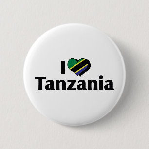 Chapa Redonda De 5 Cm Amo la bandera de Tanzania