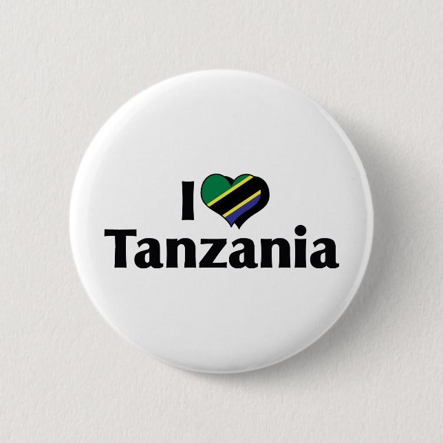 Chapa Redonda De 5 Cm Amo la bandera de Tanzania (Anverso)