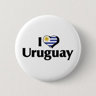 Chapa Redonda De 5 Cm Amo la bandera de Uruguay