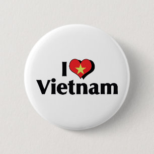 Chapa Redonda De 5 Cm Amo la bandera de Vietnam