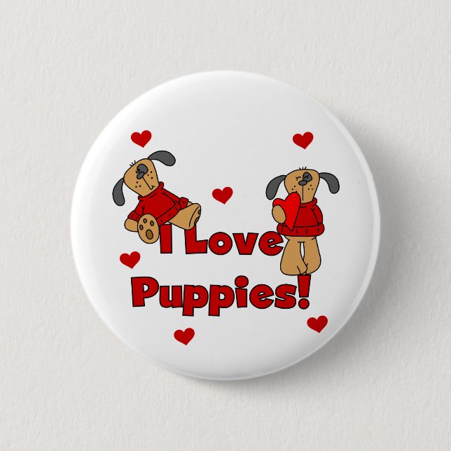 Chapa Redonda De 5 Cm Amo las camisetas y los regalos de los perritos (Anverso)