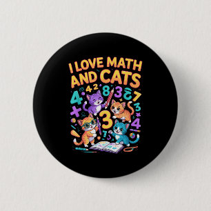 Chapa Redonda De 5 Cm Amo las matemáticas y los gatos profesor alumno 